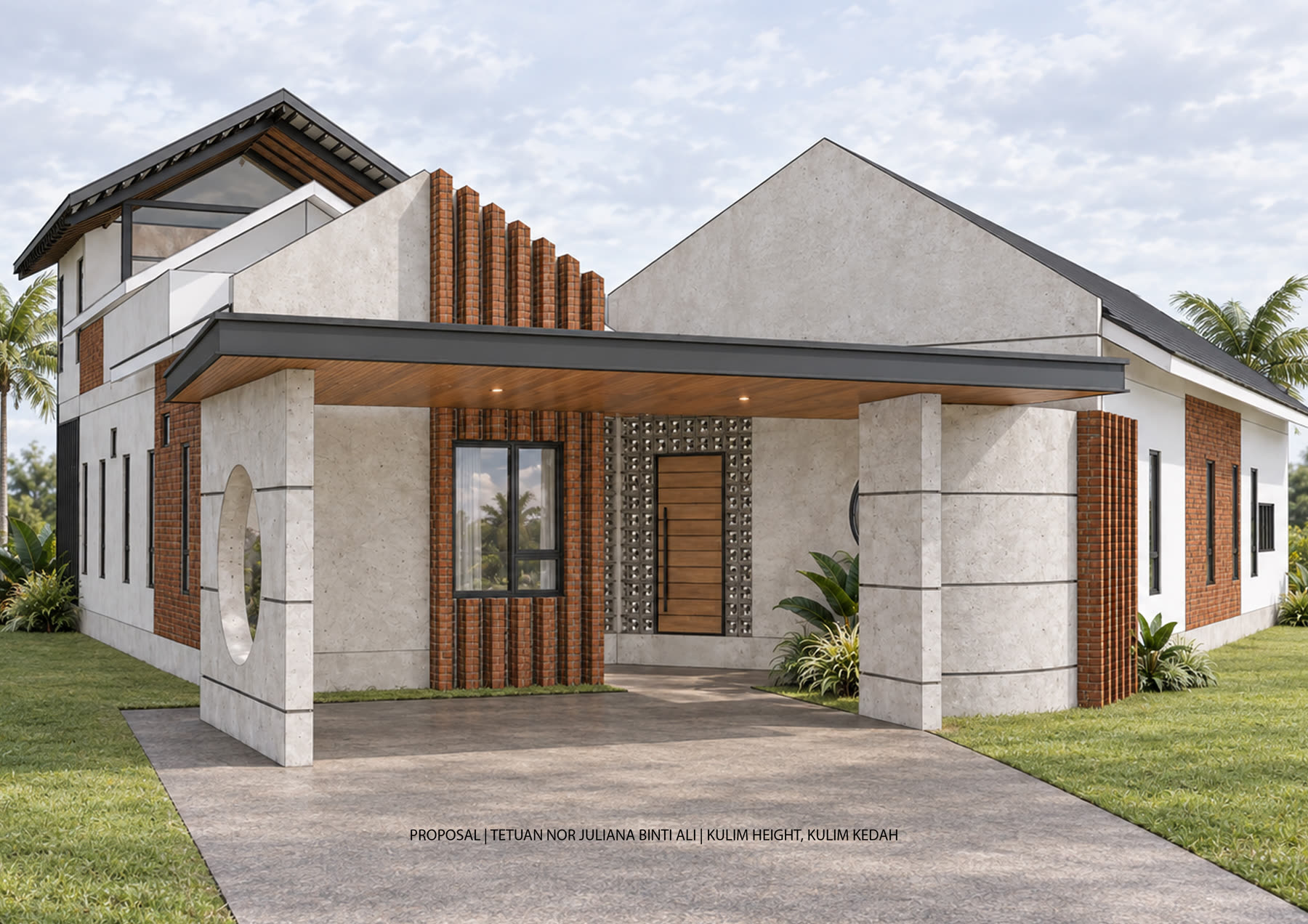 Rumah tropika Kulim Height fasad hadapan