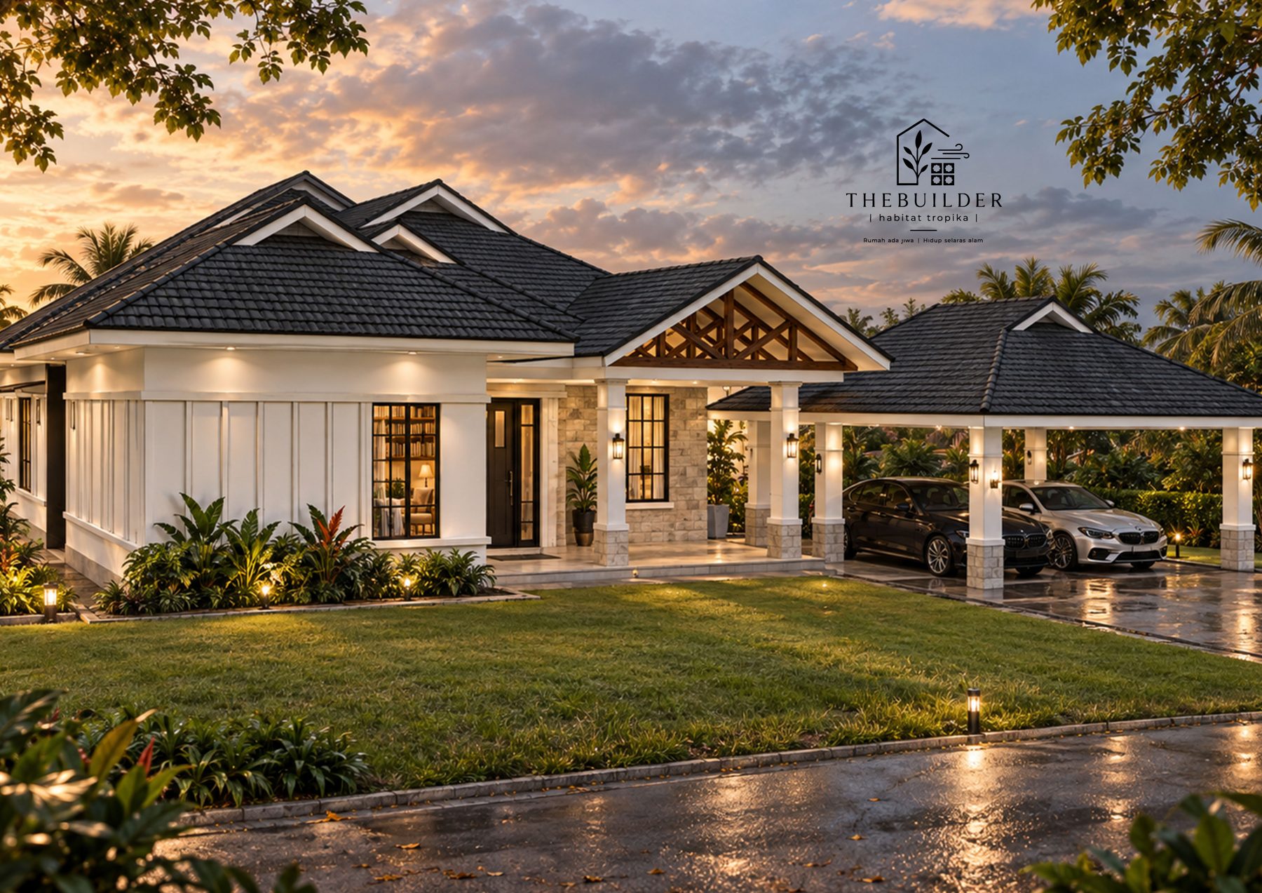 Rumah tropika bumbung hitam TheBuilder 1