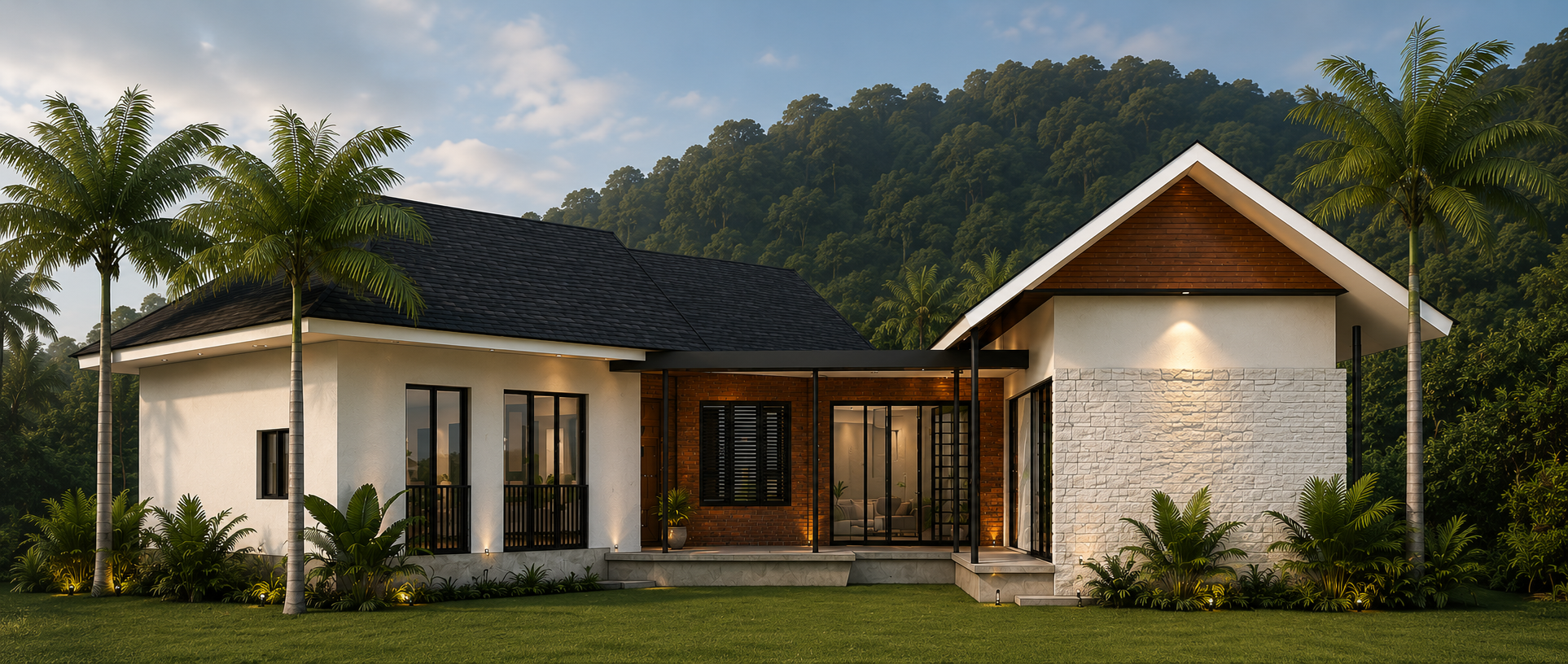 Rumah tropika pokok kelapa